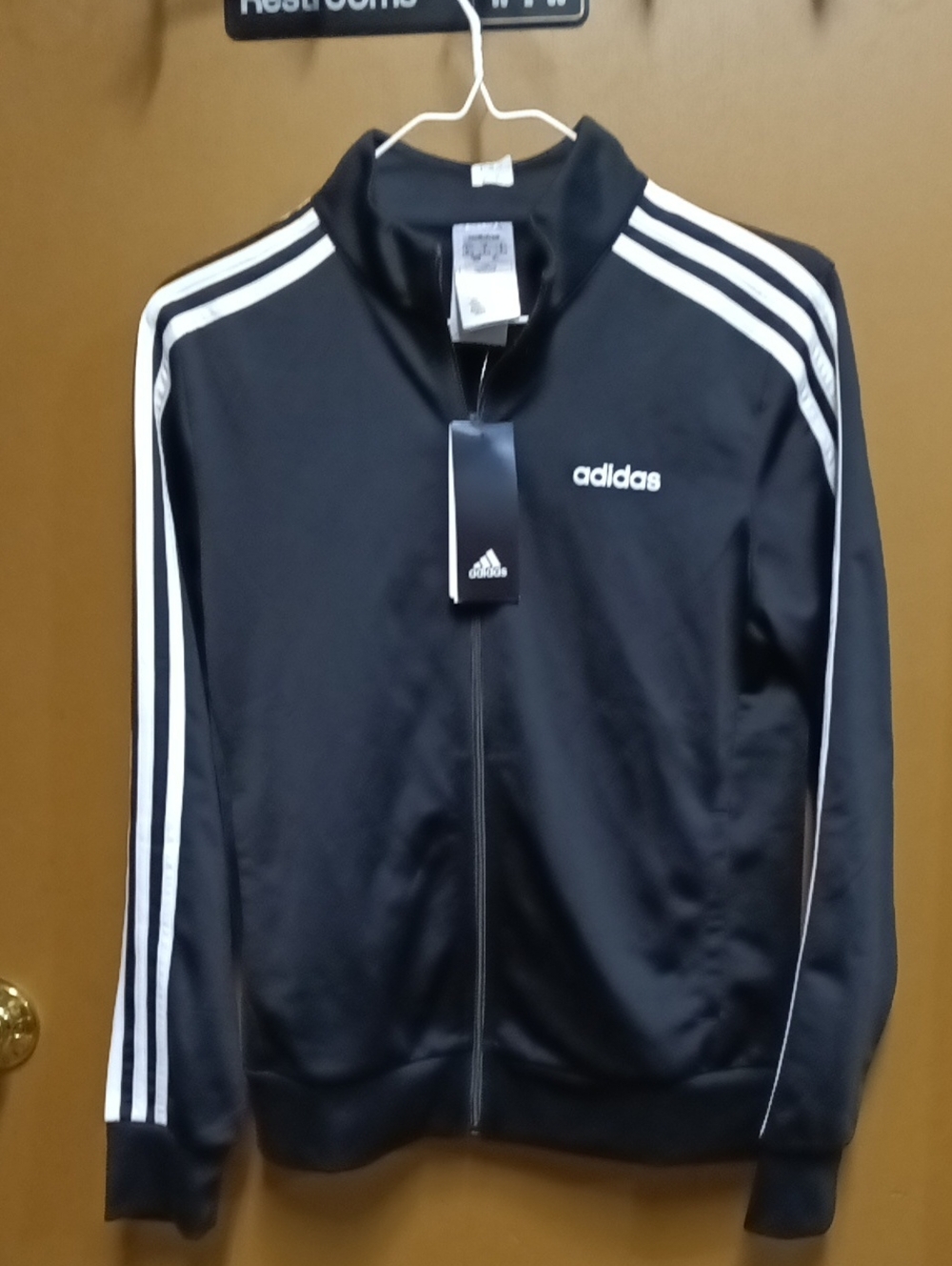 adidas Black Track Jacket with White Three-Stripes